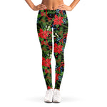 Xmas Poinsettia Pattern Print Women's Leggings