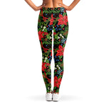 Xmas Poinsettia Pattern Print Women's Leggings