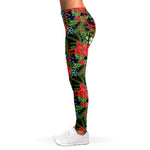 Xmas Poinsettia Pattern Print Women's Leggings