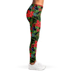 Xmas Poinsettia Pattern Print Women's Leggings