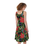 Xmas Poinsettia Pattern Print Women's Sleeveless Dress