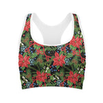 Xmas Poinsettia Pattern Print Women's Sports Bra