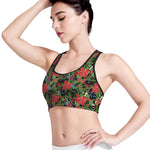 Xmas Poinsettia Pattern Print Women's Sports Bra