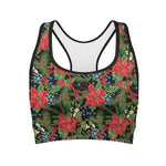 Xmas Poinsettia Pattern Print Women's Sports Bra