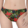 Xmas Poinsettia Pattern Print Women's Thong