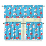 Xmas Polar Bear Pattern Print 3 Piece Kitchen Curtains