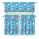 Xmas Polar Bear Pattern Print 3 Piece Kitchen Curtains