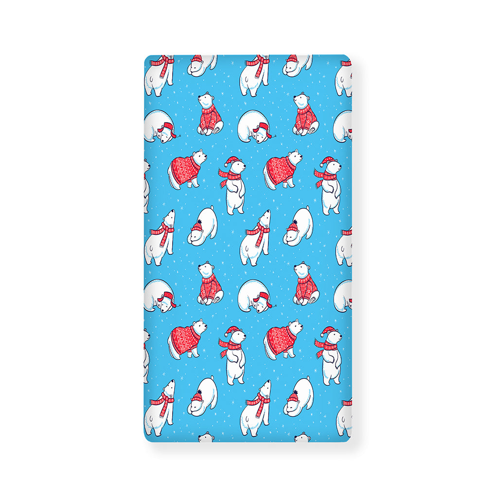 Xmas Polar Bear Pattern Print Baby Crib Sheet