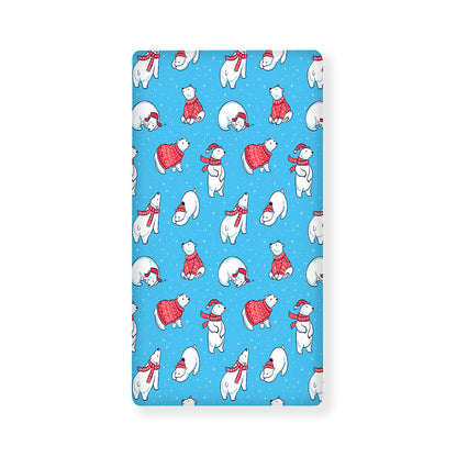 Xmas Polar Bear Pattern Print Baby Crib Sheet