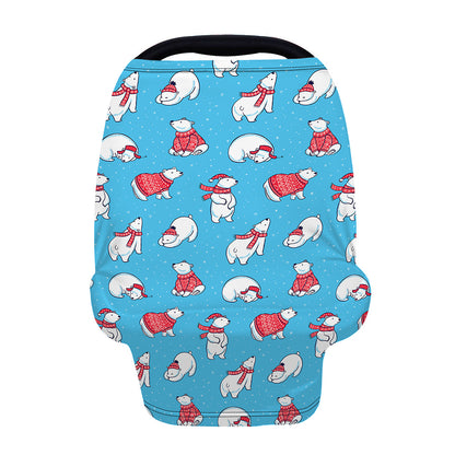 Xmas Polar Bear Pattern Print Baby Seat Cover