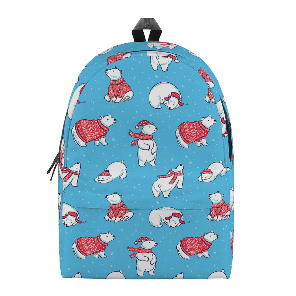 Xmas Polar Bear Pattern Print Backpack