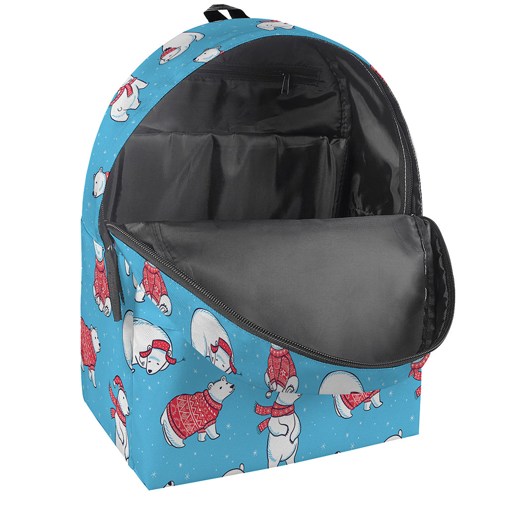 Xmas Polar Bear Pattern Print Backpack