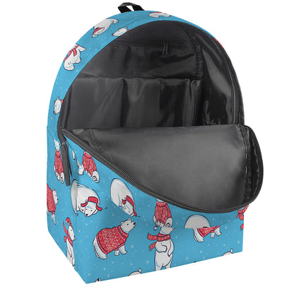 Xmas Polar Bear Pattern Print Backpack