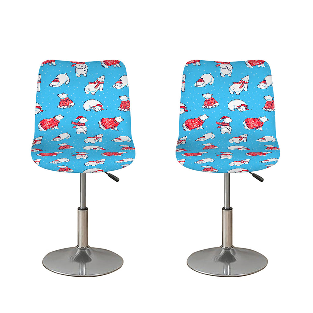 Xmas Polar Bear Pattern Print Bar Stool Covers
