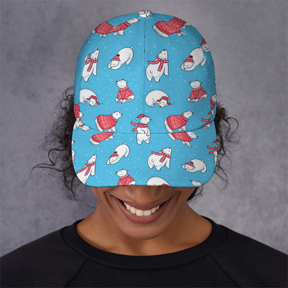 Xmas Polar Bear Pattern Print Baseball Cap