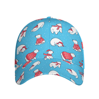 Xmas Polar Bear Pattern Print Baseball Cap