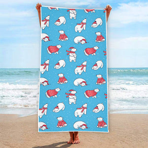 Xmas Polar Bear Pattern Print Beach Towel