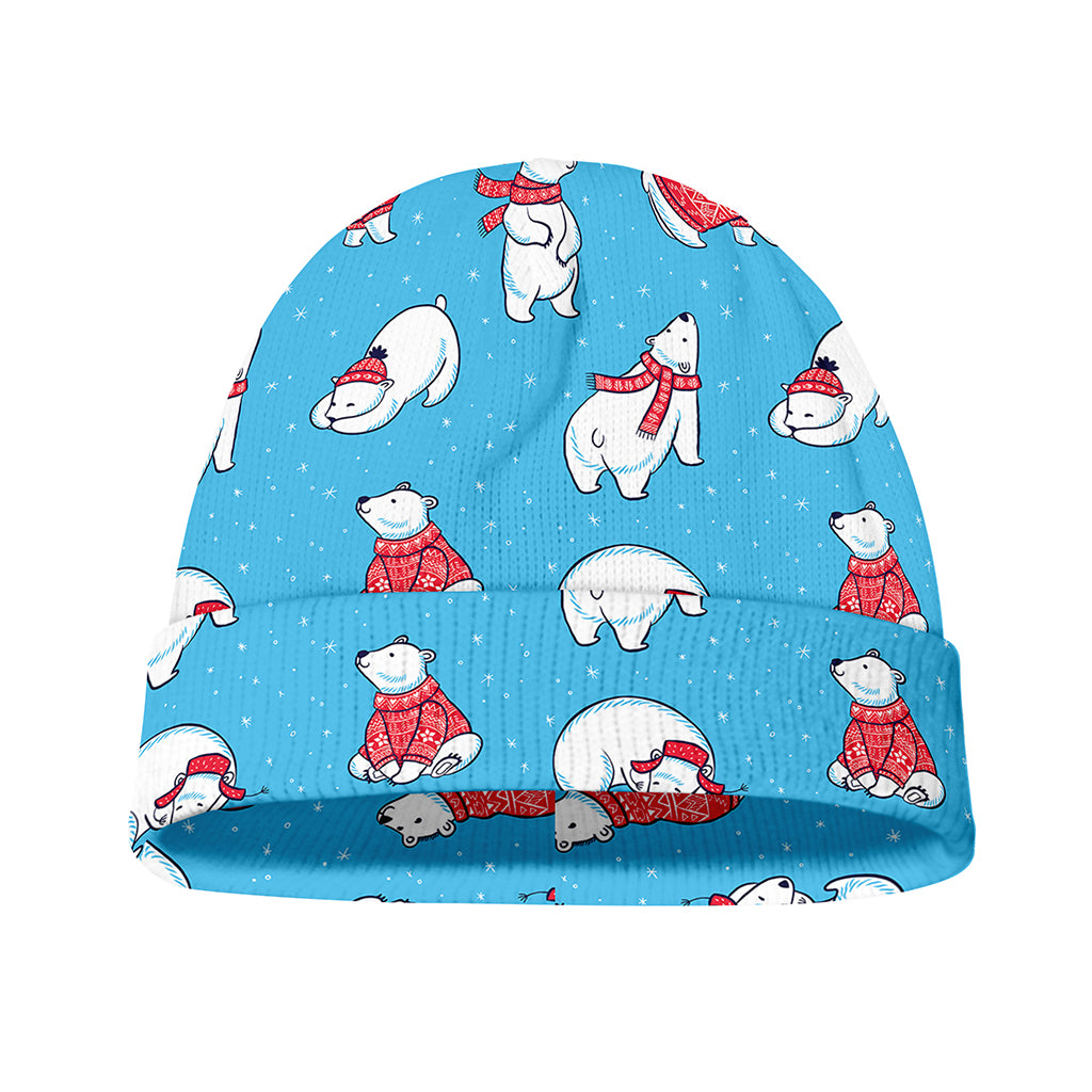 Xmas Polar Bear Pattern Print Beanie