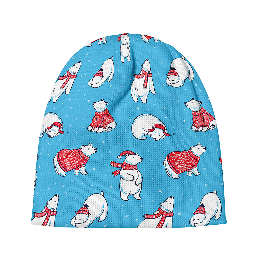 Xmas Polar Bear Pattern Print Beanie