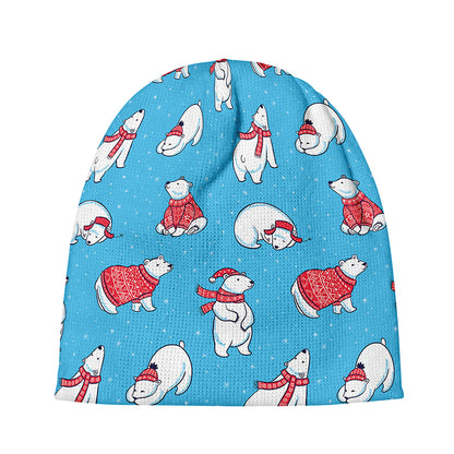 Xmas Polar Bear Pattern Print Beanie