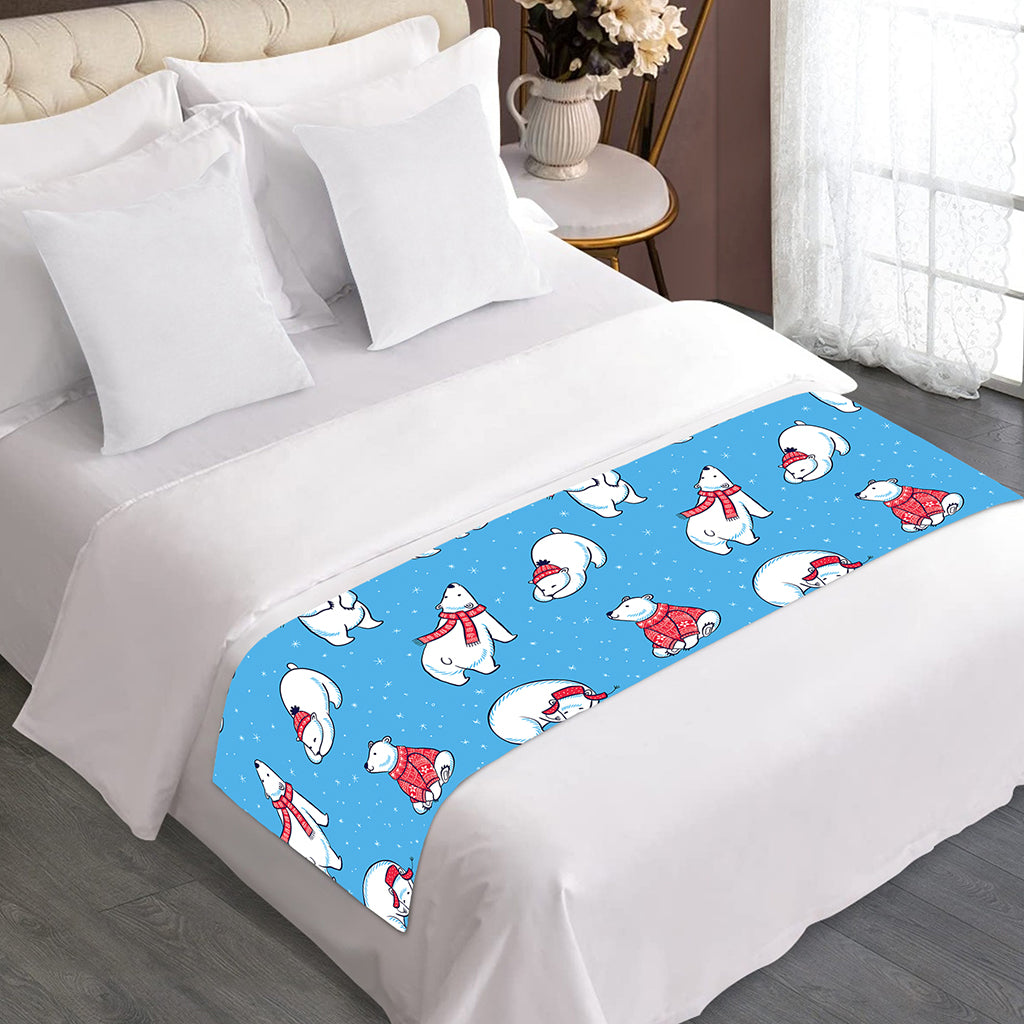 Xmas Polar Bear Pattern Print Bed Runner