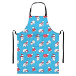 Xmas Polar Bear Pattern Print Bib Apron With Pocket
