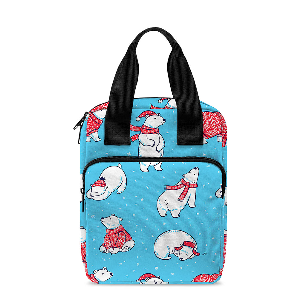Xmas Polar Bear Pattern Print Bible Tote Bag