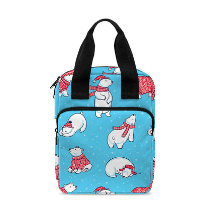 Xmas Polar Bear Pattern Print Bible Tote Bag