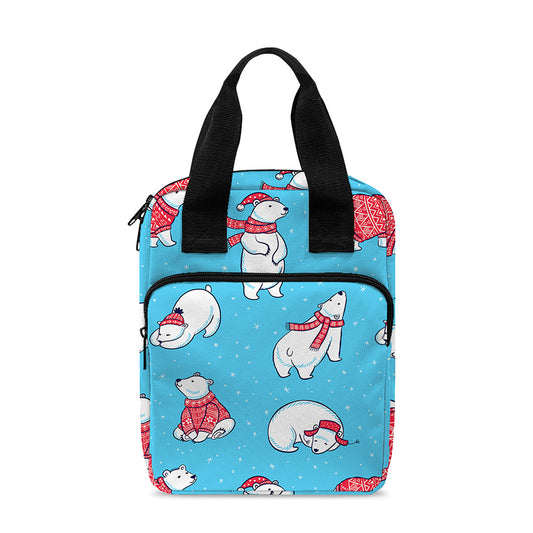 Xmas Polar Bear Pattern Print Bible Tote Bag