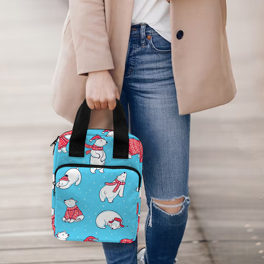 Xmas Polar Bear Pattern Print Bible Tote Bag