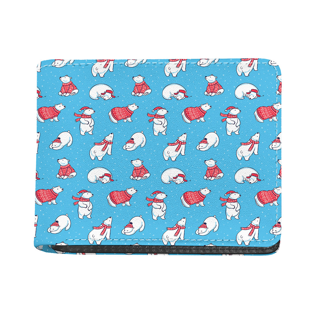 Xmas Polar Bear Pattern Print Bifold Wallet