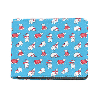 Xmas Polar Bear Pattern Print Bifold Wallet