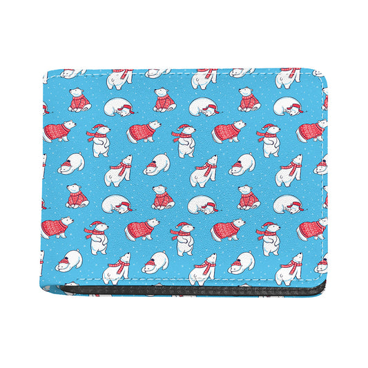 Xmas Polar Bear Pattern Print Bifold Wallet