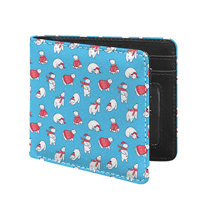 Xmas Polar Bear Pattern Print Bifold Wallet