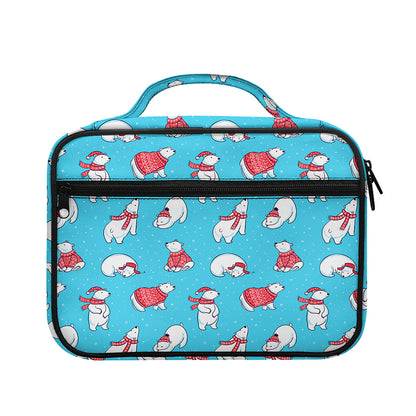 Xmas Polar Bear Pattern Print Briefcase Bible Bag