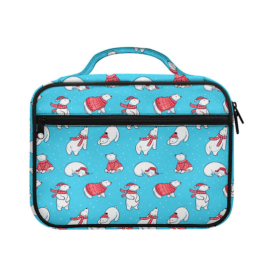 Xmas Polar Bear Pattern Print Briefcase Bible Bag