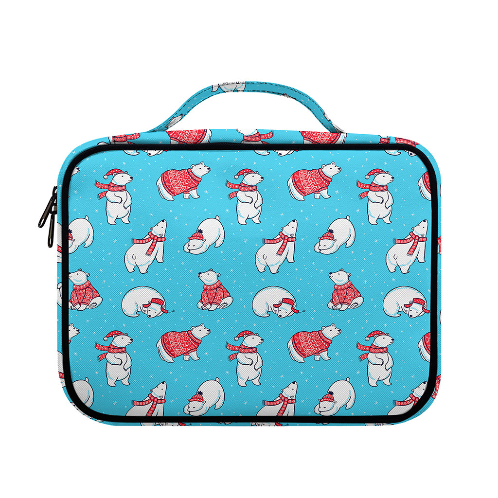 Xmas Polar Bear Pattern Print Briefcase Bible Bag