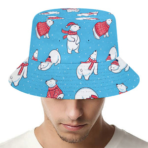 Xmas Polar Bear Pattern Print Bucket Hat