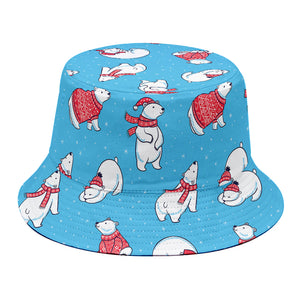 Xmas Polar Bear Pattern Print Bucket Hat