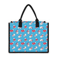 Xmas Polar Bear Pattern Print Canvas Tote Bag