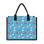 Xmas Polar Bear Pattern Print Canvas Tote Bag