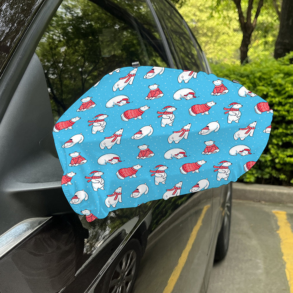 Xmas Polar Bear Pattern Print Car Side Mirror Covers