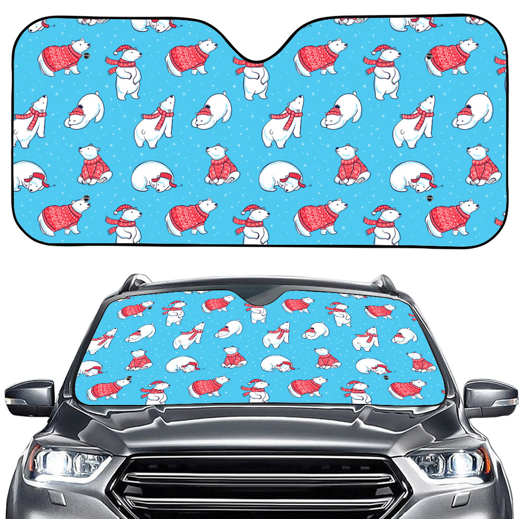 Xmas Polar Bear Pattern Print Car Windshield Sun Shade