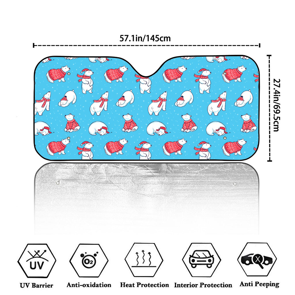 Xmas Polar Bear Pattern Print Car Windshield Sun Shade