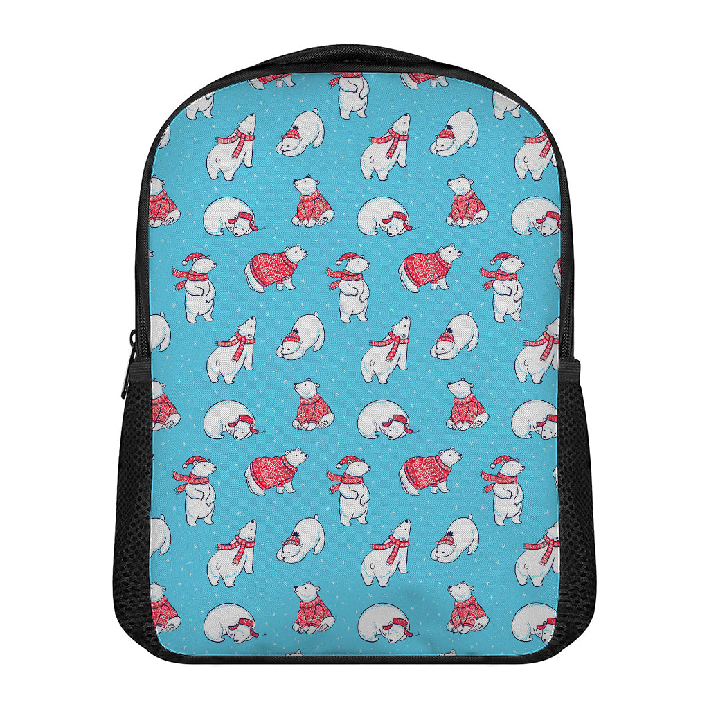 Xmas Polar Bear Pattern Print Casual Backpack