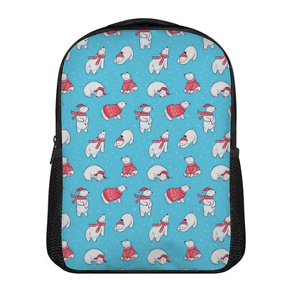 Xmas Polar Bear Pattern Print Casual Backpack