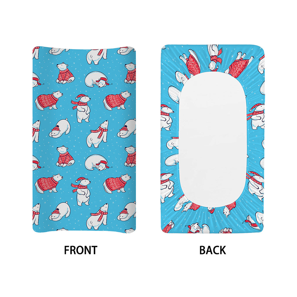 Xmas Polar Bear Pattern Print Changing Pad Cover