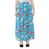 Xmas Polar Bear Pattern Print Chiffon Maxi Skirt