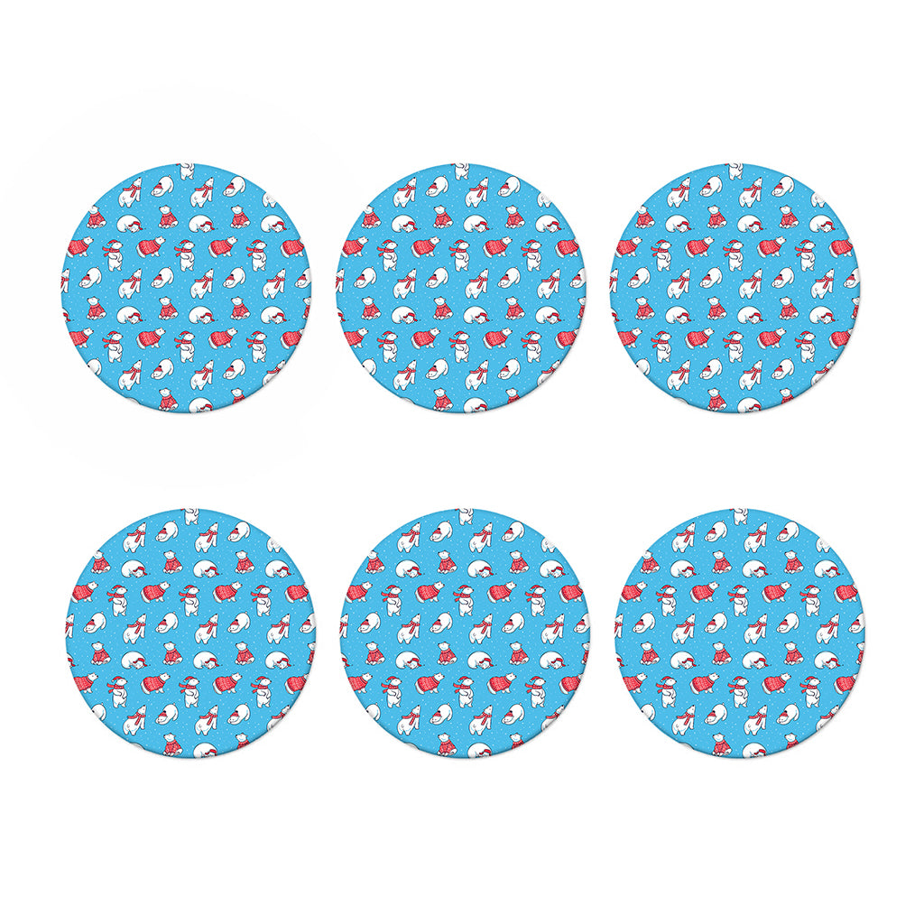 Xmas Polar Bear Pattern Print Coaster Set