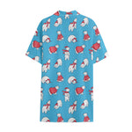 Xmas Polar Bear Pattern Print Cotton Hawaiian Shirt